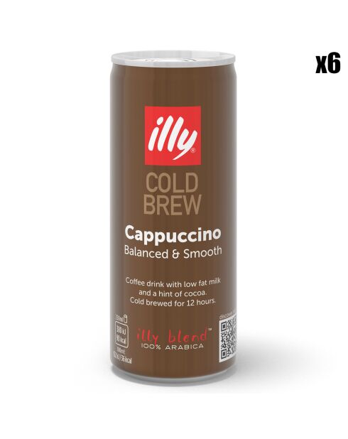 6 Canettes Illy Cold Brew Cappuccino - 6x250 ml